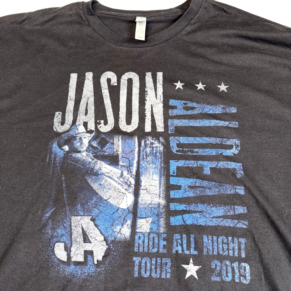 Jason Aldean‎ Ride All Night Tour 2019 T Shirt Mens XXL Black Country Music Tee